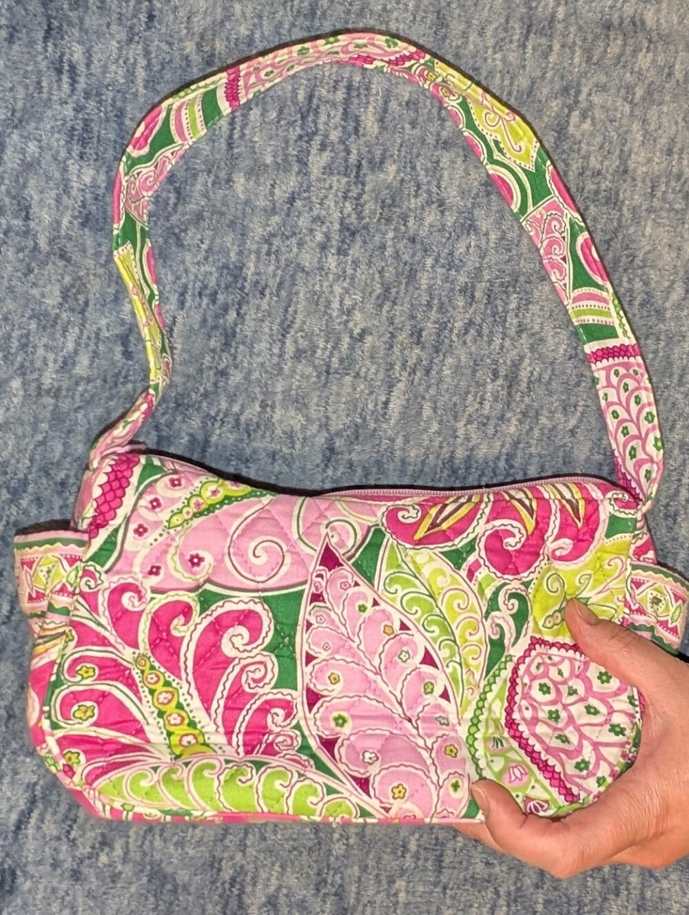 Vera Bradley Pinwheel Pink & Green Paisley Shoulder Bag - Picture 3 of 7